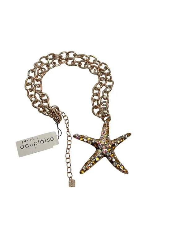 Carol Dauplaise Gold Tone Cable Chain Necklace W/ Large Starfish Pendant (6314) - Picture 7 of 8